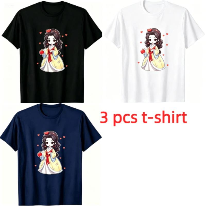 Fun Anime Cartoon Girl Print Women's T-Shirts Summer Fashion Street Outdoor Casual T-shirt Tops for Men's and Women's Tees Top