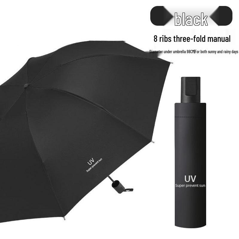 Large 3-Person Umbrella: Reinforced, Dual-Use for Sun and Rain, with Black Glue Sunscreen.