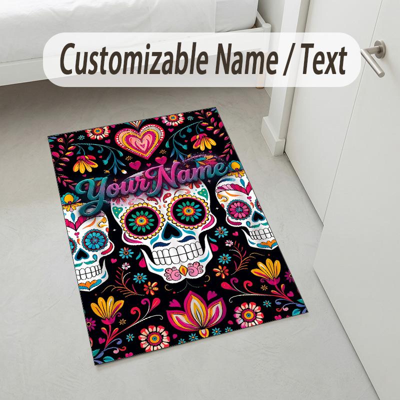 Celebration Party Theme Crystal Velvet Rug Personalized Custom Name Text Soft Floor Mat Home Decor