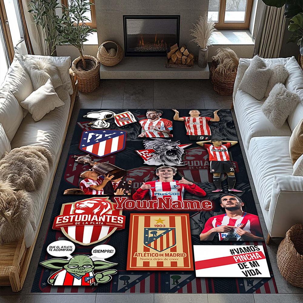 Atletico Madrid Customized Name Floor Mat Suitable for Living Rooms Foyer Entryway Hallway Anti-slip Rug Office home decor Birthday/Christmas Gift