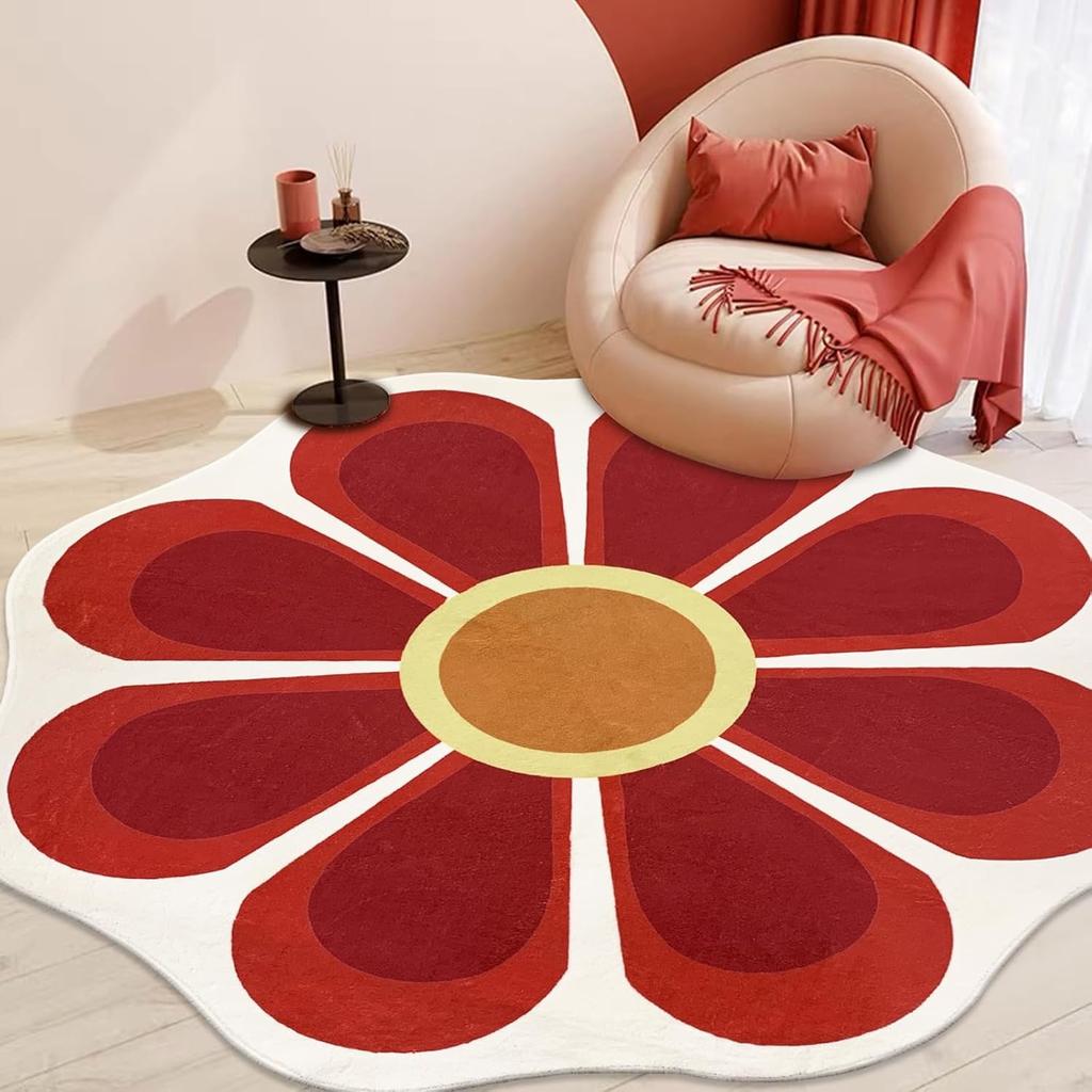 Round Living Room Carpet Large Size Bedroom Bedside Carpets Study Chair Floor Mat Cute Flowers Style Home Decoration Rugs
