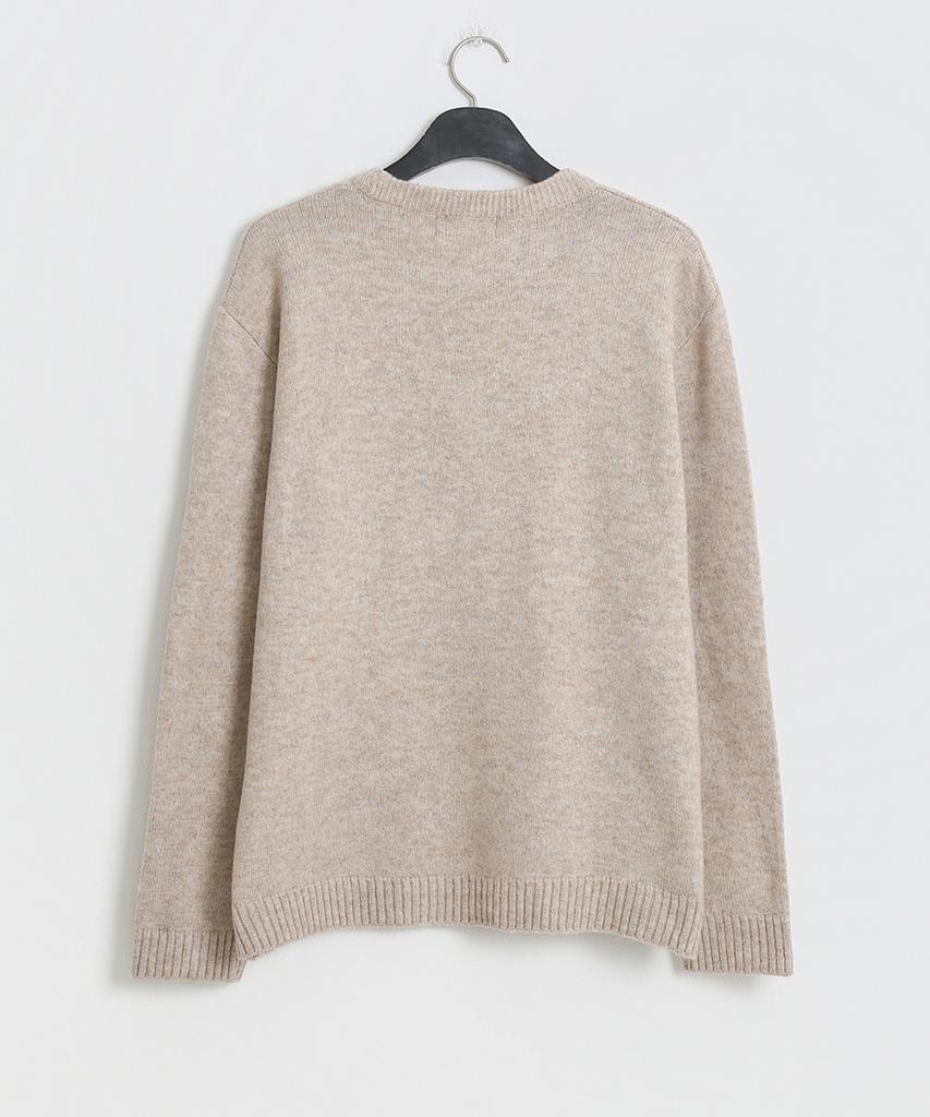 Seuteulaikeu Fine Blend Classic Crew Neck Knit (Beige)