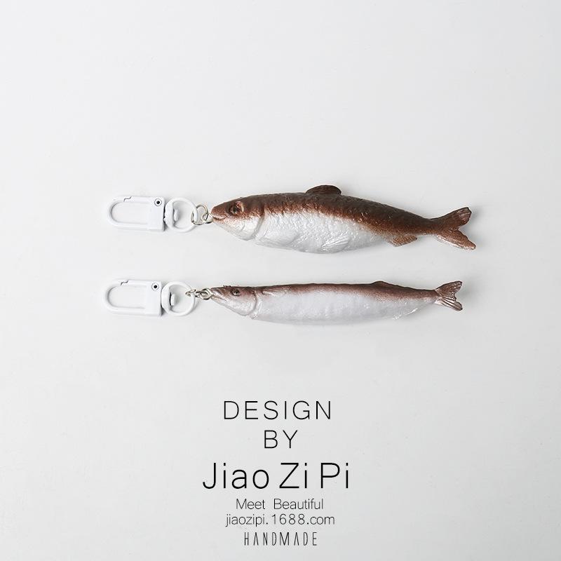 Japanese Style Funny Salted Fish Keychain: Realistic Backpack Pendant Ornaments, Personalized Fun Accessories