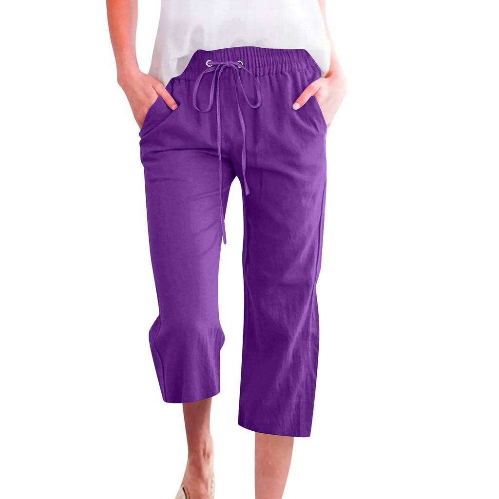 Women's Casual And Fashionable Solid Color Loose Pants With Pocketes