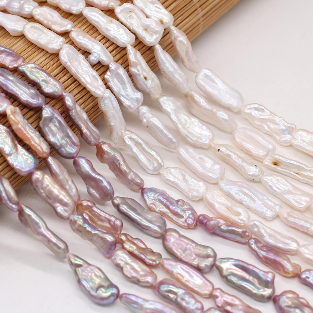 1String, Baroque Pearls, 7×20-8×22mm, Rectangle Natural Freshwater Pearl Beads for Jewelry Making DIY Supplies, Women's Craft Gifts 36cm