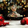 Christmas Yorkie Dog Acrylic Pendant for Car Rearview Mirror