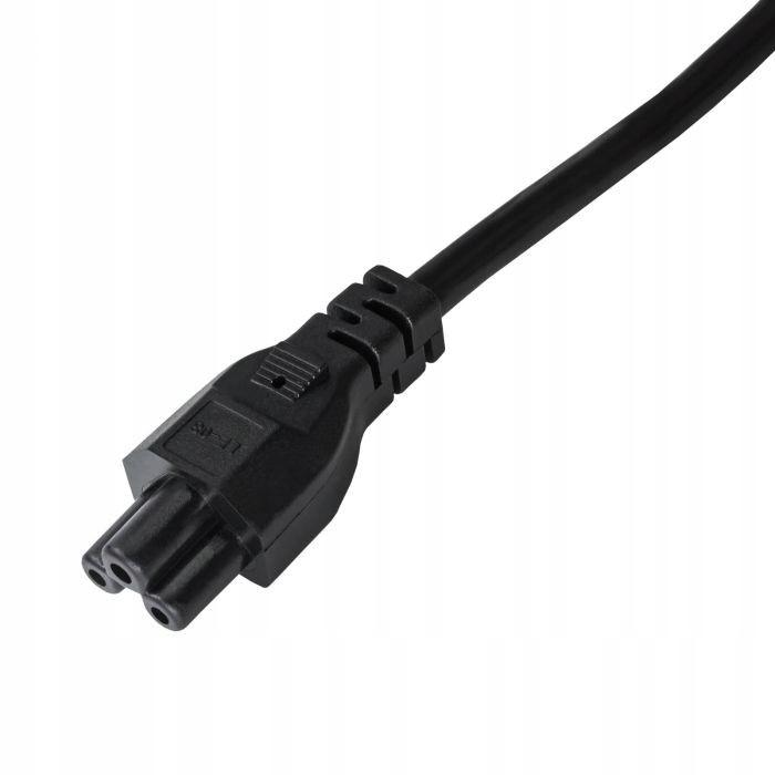 Kabel zasilający Akyga AK-NB-01A CEE 7/7 - IEC C5 do notebooka (koniczynka) 250V/50Hz 2,5A 1,5m czarny