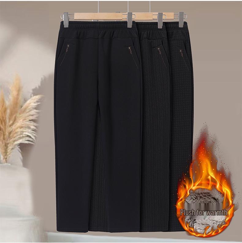 Mom's Corduroy Pants: Velvet-Thickened, Middle-Aged & Elderly Casual Straight Cotton Pants for Autumn/Winter