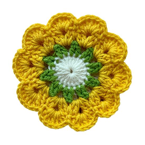 Handmade Crochet Flower Coaster Heat-Resistant Cup Mat for Mugs Glasses Soft Non-Slip Absorbent Table Protector Mat Cute Kitchen Desk