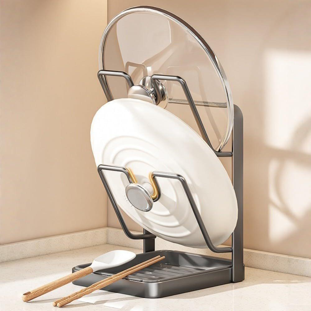 1 Grey Lid Storage Rack, Kitchen Lid Rack, Spatula Rack for Kitchen Countertop YQ