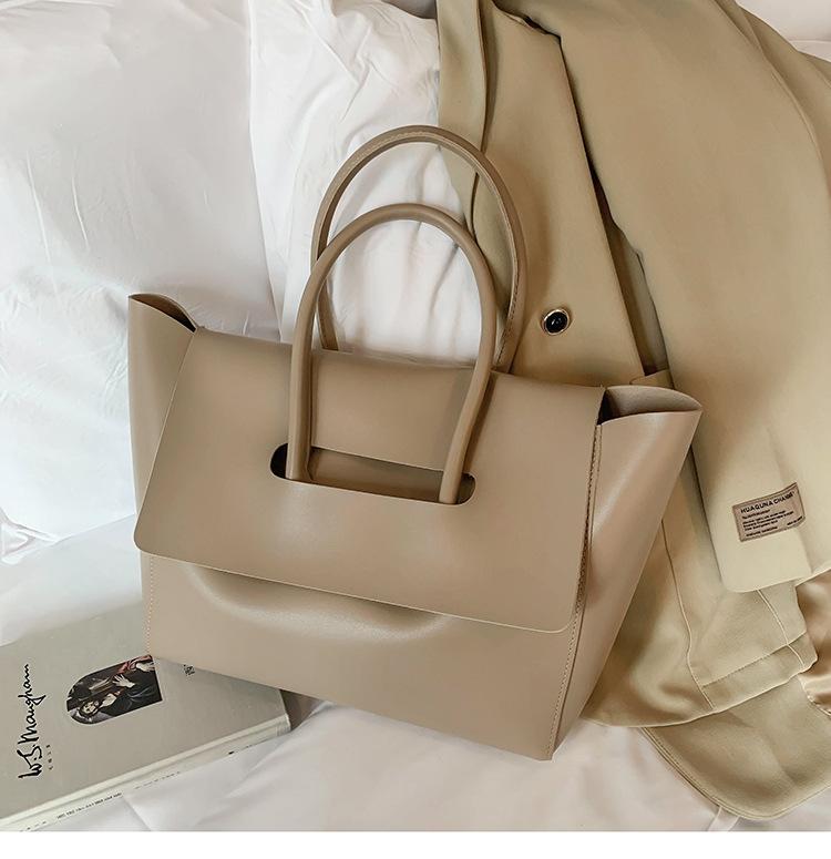 Solid color bag women's 2026 new large-capacity textured satchel Korean business commuter handbag tote bag