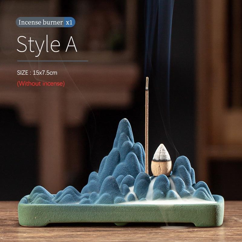 Qianlijiangshan Creative Ceramic Incense Burner Indoor Incense Burner Incense Stick Incense Holder Backflow Incense Burner Ornament