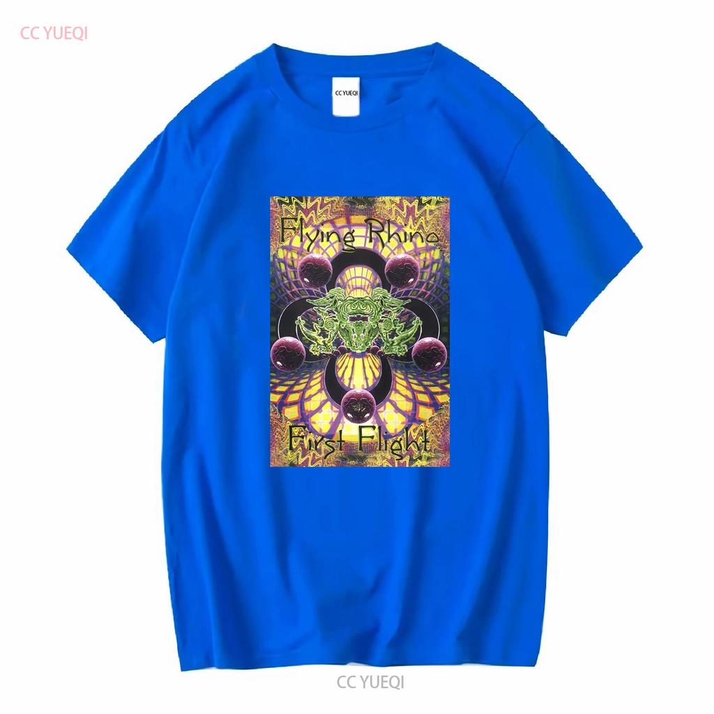 Mens T Shirt Cotton Psychedelic Trance Music Flying Rhino Records First Flight Vintage Washed Stretched Homme Soft Graphic