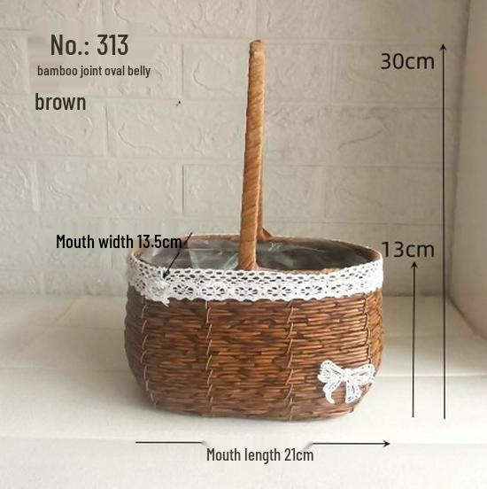 Pastoral Hand-Woven Rattan Willow Flower Basket Souvenir
