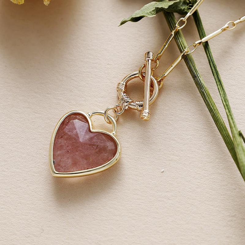 Fashion Light Luxury Simple Natural Stone Love Pendant Short Scarf Necklace Choker Jewelry Gifts