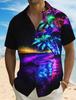Fashion Men's Hawaiian Shirt 3D Printed Landscape Tropical Plants Shirt Short Sleeved Summer Casual Aloha Shirt for Mens