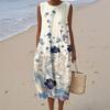 Women's Fashion Casual Sleeveless Round Neck Floral Elegant Temperament Dress