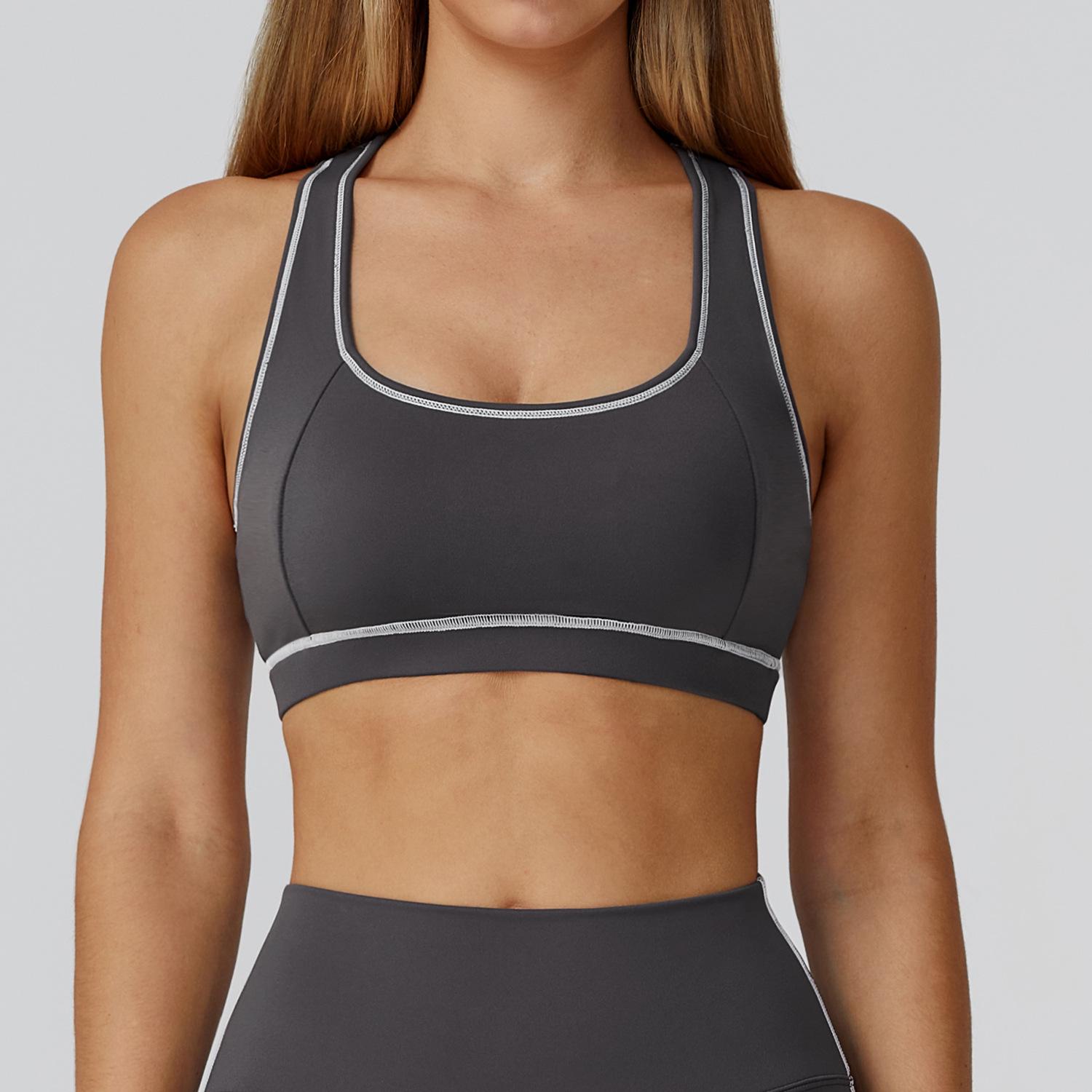 Cross-Border Color Block Racerback Yoga Sports Bra Medium
