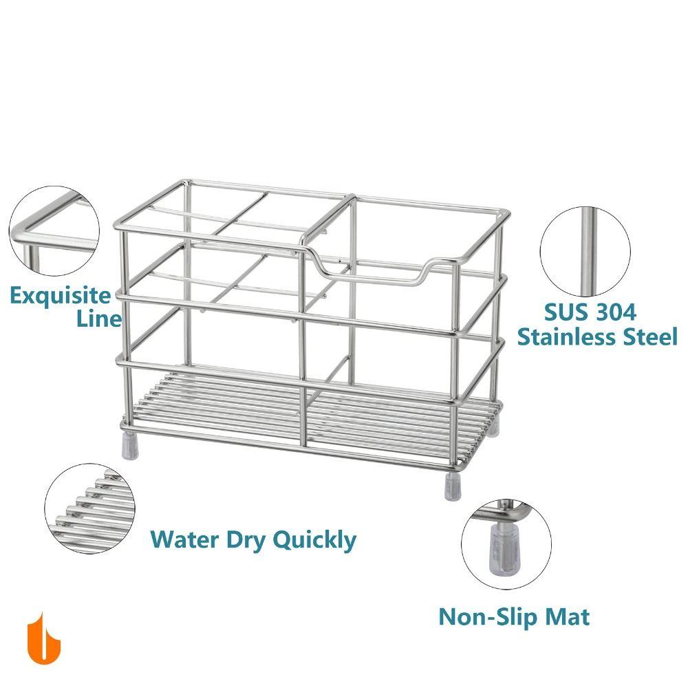 Stainless Steel Toothbrush Holder 5-Slot Layout Bathroom Organizer Countertop Storage