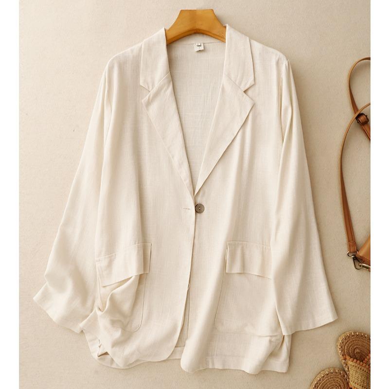 

DIMANAF 2025 Women Summer Coat Plus Size Vintage Linen Oversized Loose New Tops Tees Casual Jackets XL