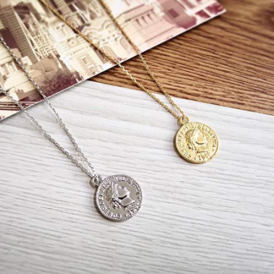 [Petit-Germe] Coin-type Necklace, Silver Plated (01. Gold)