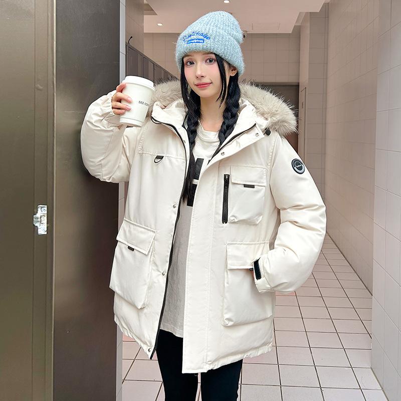 New Retro Thickened Fur Collar Cotton Jacket for Women Winter Workwear Cotton Jacket Pie Jacket