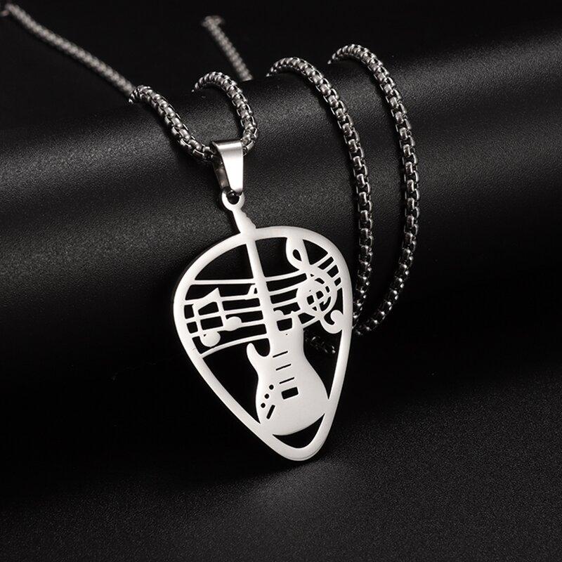 Retro Punk Music Guitar Necklace for Men Personalized Gothic Pendant Fashion Hip Hop Rock Singer Jewelry Gift