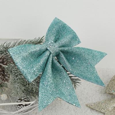 2pcs 20cm Sparkling Glitter Christmas Bow Cartoon DIY Christmas Tree Bowknot Ornaments Exquisite Large