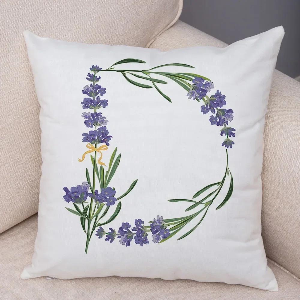 Lavender Letter Cushion Cover Sofa Home Car Decoration Living Room Bedroom Pillowcase 45X45Cm Pillowcase