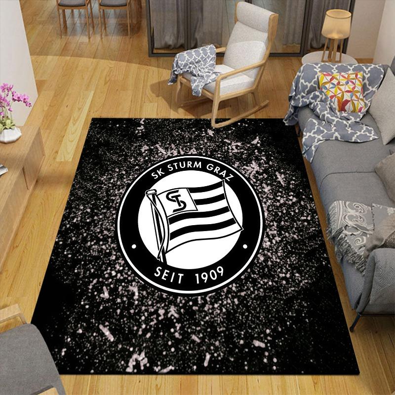 Sportklub Sturm Graz Flannel Pattern Square Carpet,Area Rug,Carpet Rug for Living Room Bedroom Sofa Playroom Decor,Non-slip Floor Mat