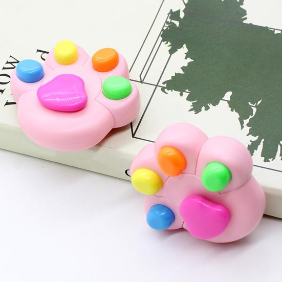 Cat Paw Highlighter Set Cute Animal Shaped Marker Pens for Note Taking