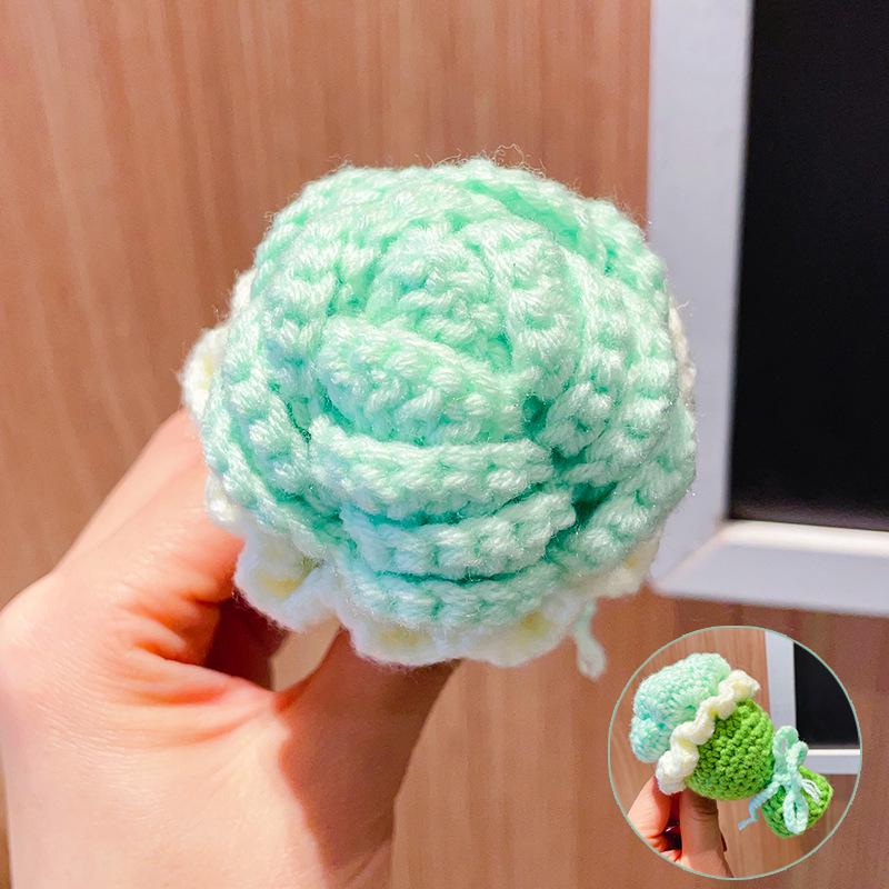 Charming Crochet Fruit Keychain: Persimmon & Strawberry Wool Pendants