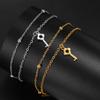 Cazador Cute Flower Key Pendant Women's Bracelet Stainless Steel Gold Color Jewelry Beads Chains Hand Bracelet Gift for Girls