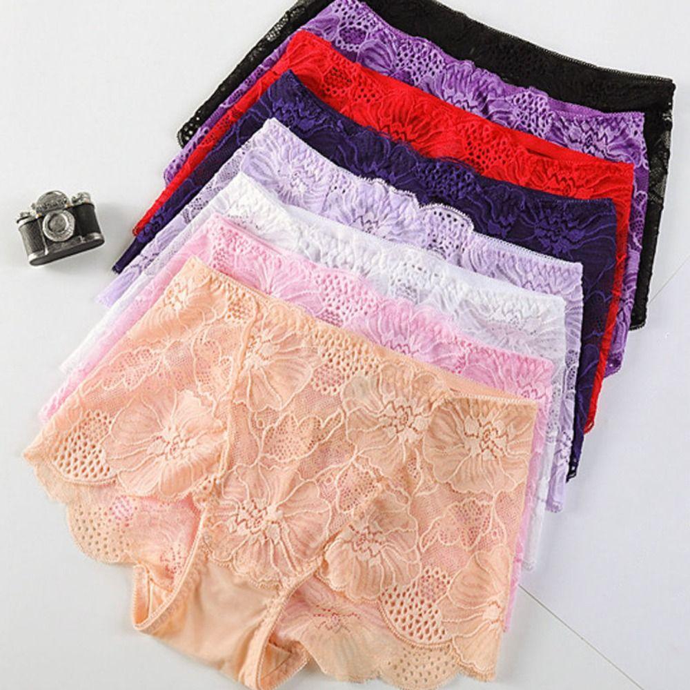 4PCS Mesh Transparent Lace Flower Panties Low Waist Women Underwear Seamless Lace Briefs  Female