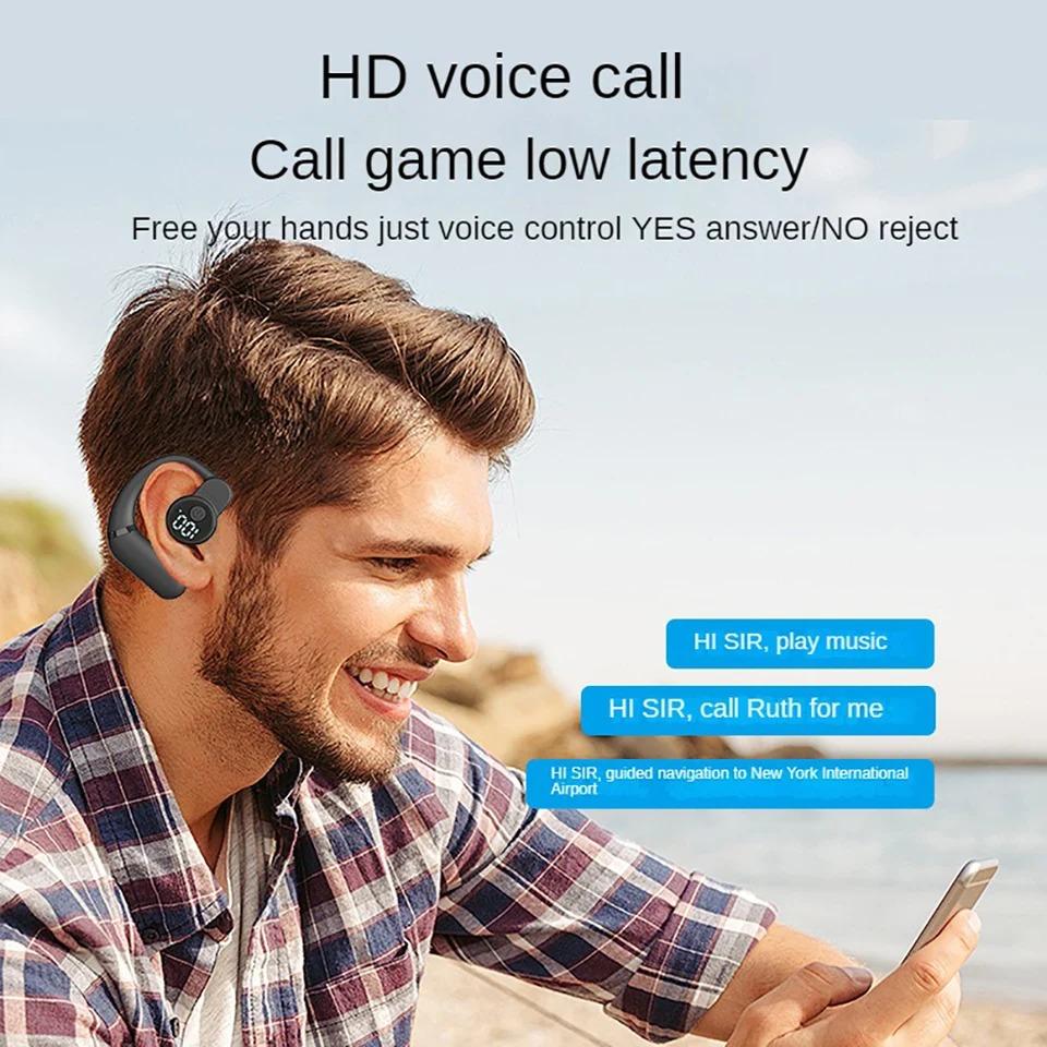 Trådløs Bluetooth 5.4 øretelefon Ørekrok Hodetelefon HiFi Stereo støyreduksjon hodesett 180° rotasjon Justerbar Venstre Høyre Øre Universal øreplugg