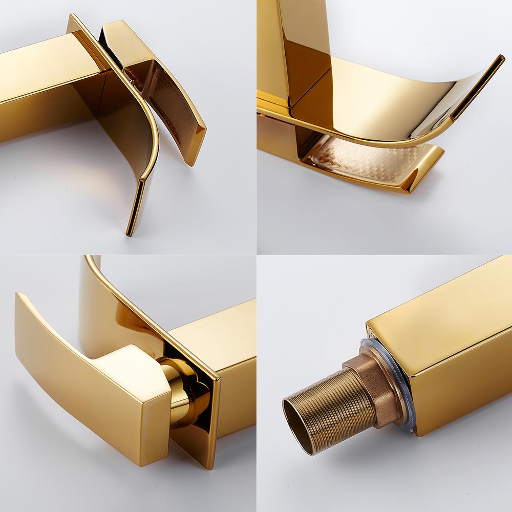 New Basin Faucets Gold Brass Faucet Square Bathroom Sink Faucet Single Handle Deck Mounted Toilet Hot And Cold Mixer Water Tap
