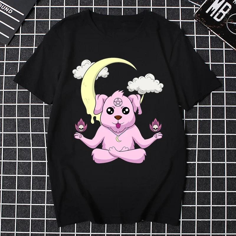 Katze Pastell Goth Mond Kawaii Halloween Schädel Lila Hexe Damen Kleidung Weiblich Klassische Ästhetik Grafik T-Shirts Freundin Geschenk