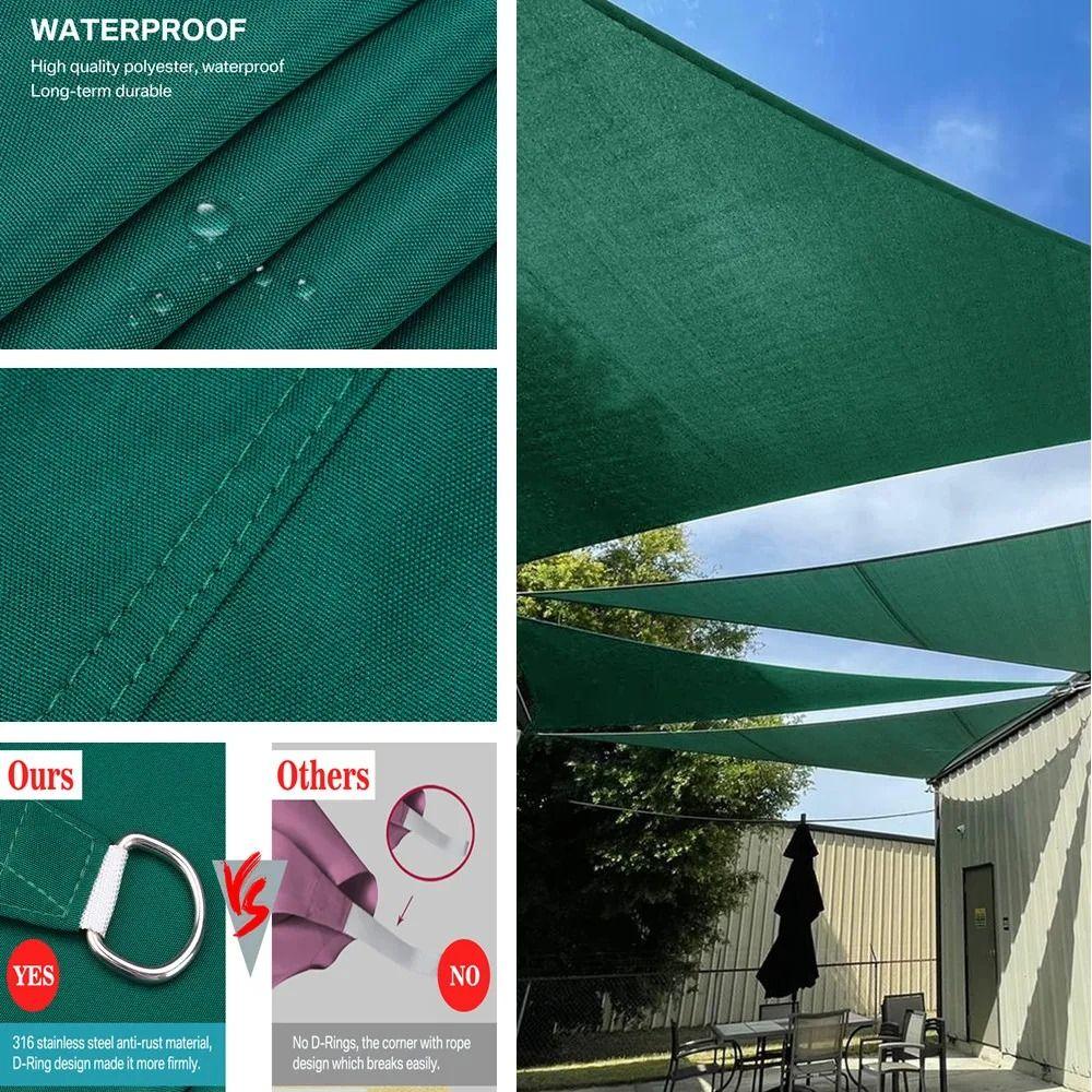 Triangle Waterproof Sun Shelter With Ropes Shade Sail Sun Protection Awning Shade Cloth  Camping