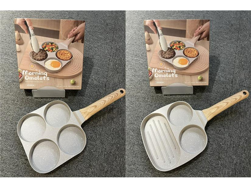 Three-in-One Non-stick Maifan Stone Breakfast Pan for Eggs & Burgers
