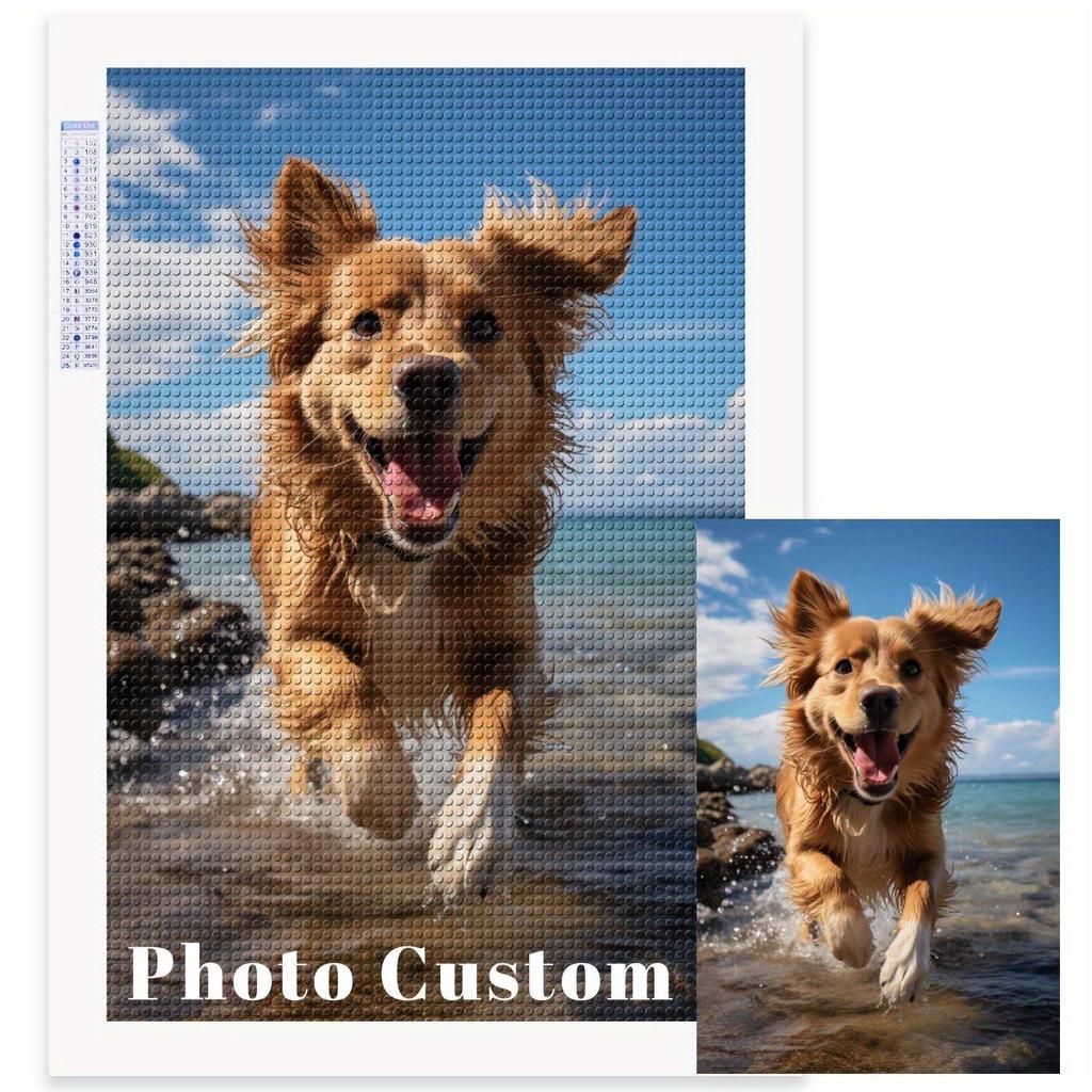 Round Drill Custom Diamond Painting Kits, Personalized Photo Diamond Art for Adults DIY Gifts for Family Home Wall Decor