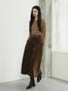 Muse By Rose Aren Matte Velvet A-Line Skirt (Brown)