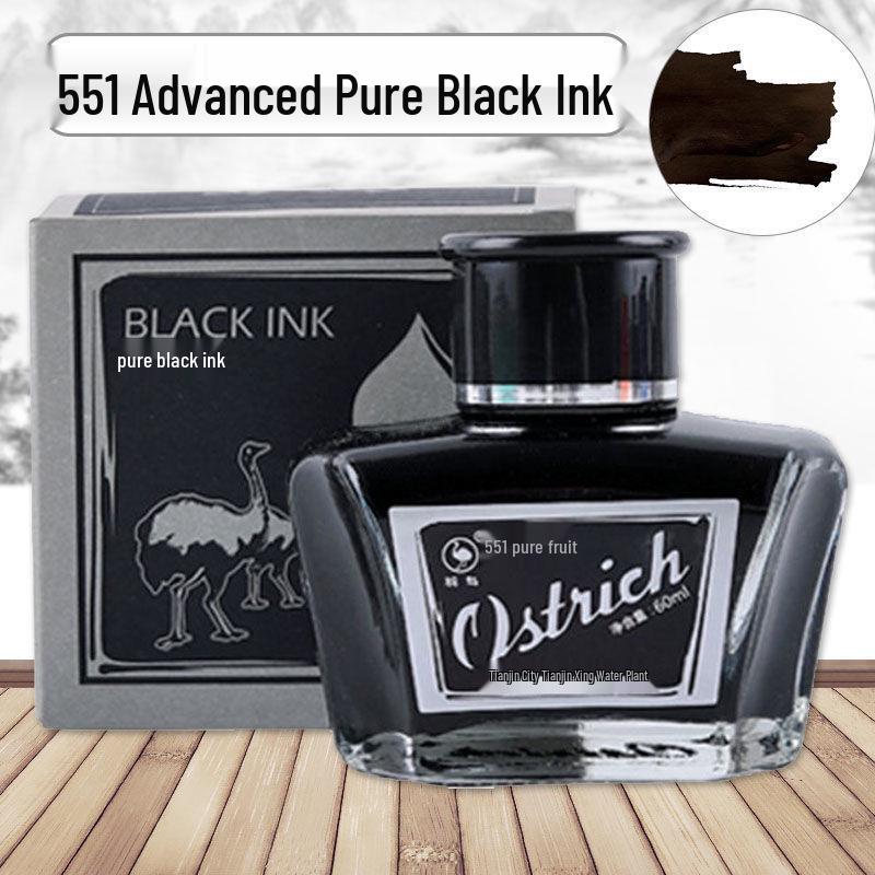 Ostrich Non-Carbon Ink for Series 5 Fountain Pens, Waterproof, Erasable, Red/Black/Pure Blue.