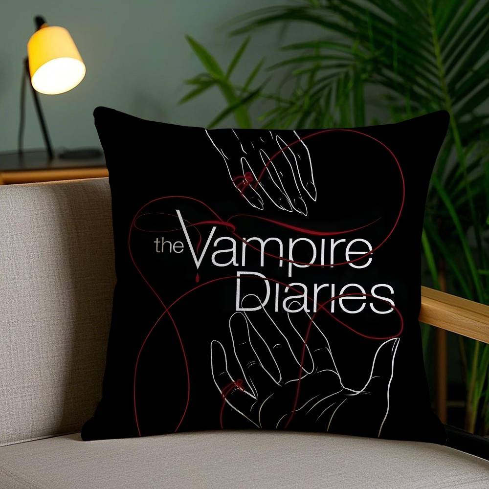 Movie The Vampire Diaries-D Pillow Case Anti-Dustmite Pillowcase Invisible Zipper Silky Short Plush Sofa Cushion Cover
