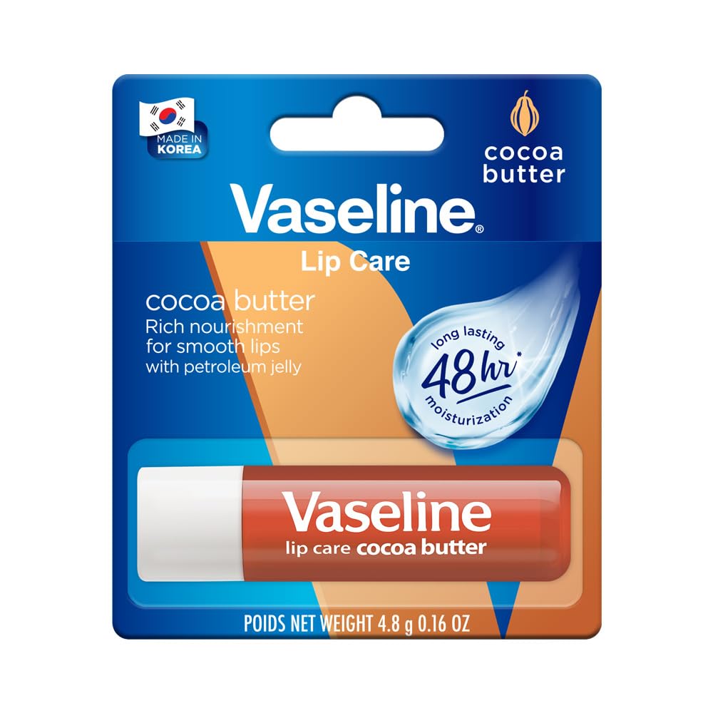 Vaseline Lip Care Cocoa Butter Lip Balm Stick 4.8g Pack of 1 for Long-Lasting Moisturization