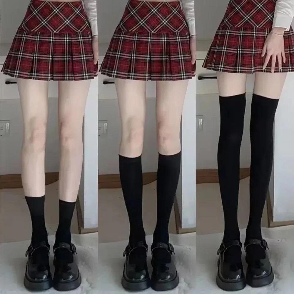 Women Black White Knee High Long Socks Stockings JK Japan Style School Girls Thigh High Stockings Lolita Kawaii Cute Soft Socks