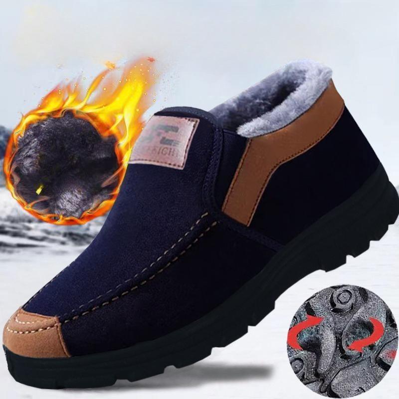 Men s Winter Cotton Boots: Warm, Fleece-Lined, Thickened, Waterproof and Slip-Resistant Cotton Boots for the Elderly 39 чёрный
