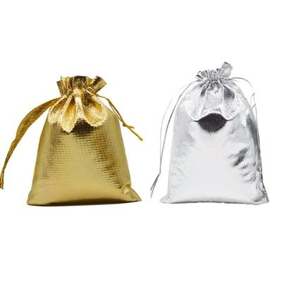 50pcs Jewelry Packing Fabric Bag Gold Silver Cloth Drawstring Gift Packaging Bag 7x9cm 9x12cm Wedding Gift Storage Pouch