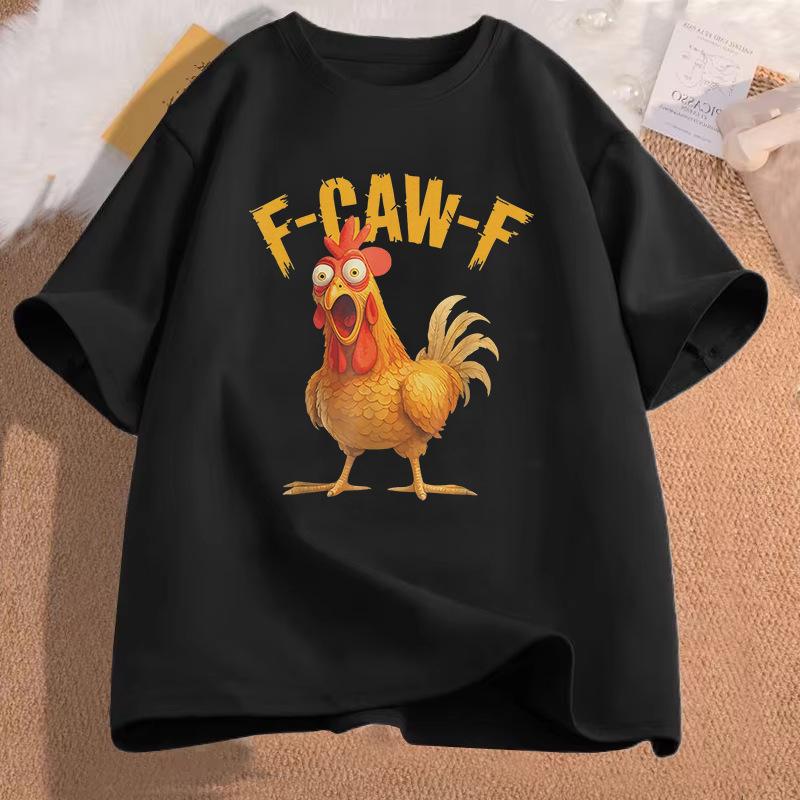 

Funny Screaming Chicken T-shirt F CAW F Tshirt Casual Cotton Short Sleeve FCAWF Chicken T Shirt Men Women Loose Clothing Gift... S разноцветный