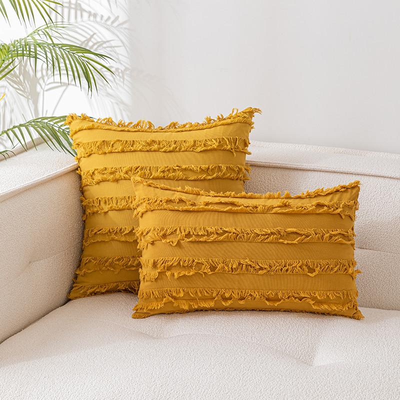 Bohemian Style Cotton And Linen Pillowcase Pillow Without Core Cut Flower Tassel Sofa Cushion Cover