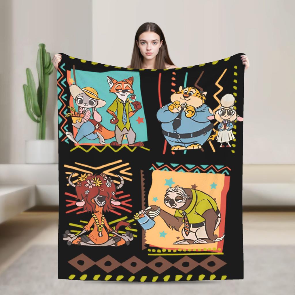 Zootopia Blankets Fleece Textile Decor Judy Hopps Nick Wilde Breathable Super Warm Throw Blankets for Sofa Office Quilt